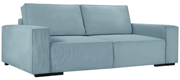 Világoskék kordbársony háromszemélyes kanapéágy MICADONI EVELINE 254 cm
