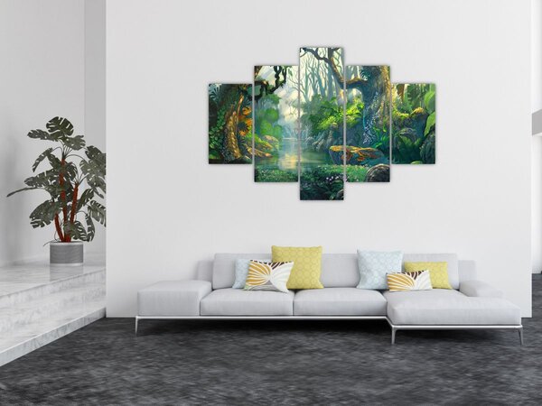 Kép - Egy trópusi erdő illusztrációja (150x105 cm)