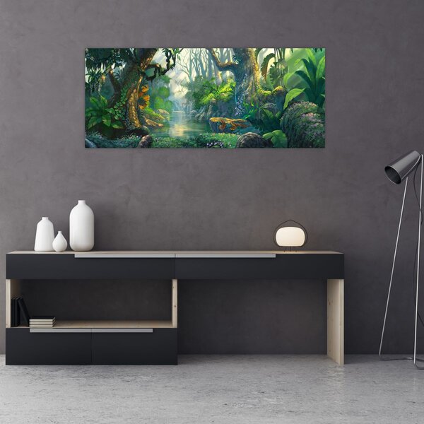 Kép - Egy trópusi erdő illusztrációja (120x50 cm)
