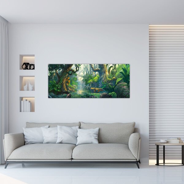 Kép - Egy trópusi erdő illusztrációja (120x50 cm)