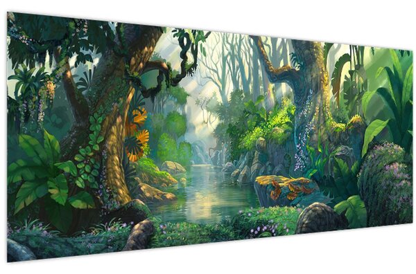 Kép - Egy trópusi erdő illusztrációja (120x50 cm)