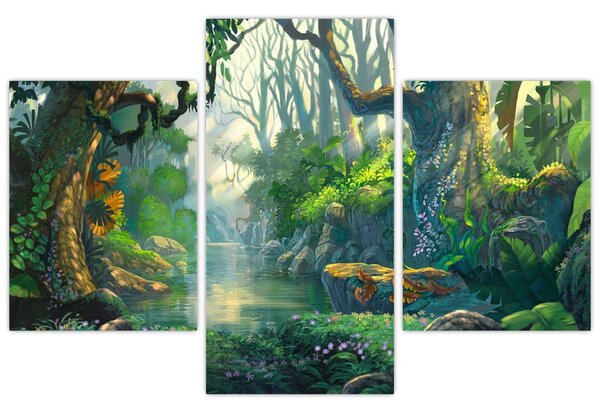 Kép - Egy trópusi erdő illusztrációja (90x60 cm)