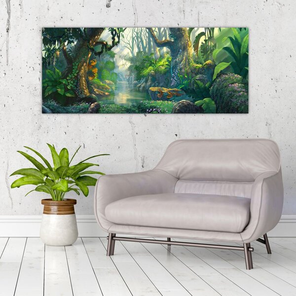 Kép - Egy trópusi erdő illusztrációja (120x50 cm)