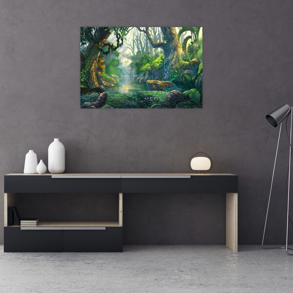 Kép - Egy trópusi erdő illusztrációja (90x60 cm)