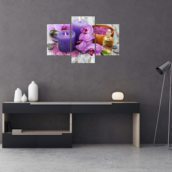 Orchideák és gyertyák képe (90x60 cm)