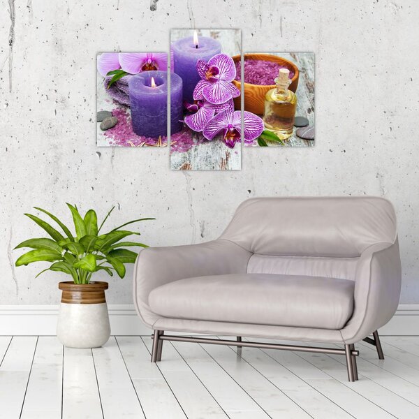 Orchideák és gyertyák képe (90x60 cm)