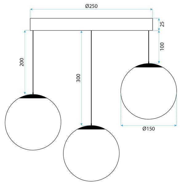 Mennyezeti lámpa APP1815-3CPR BLACK