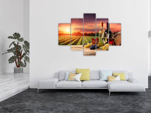 Szőlőskert borral képe (150x105 cm)