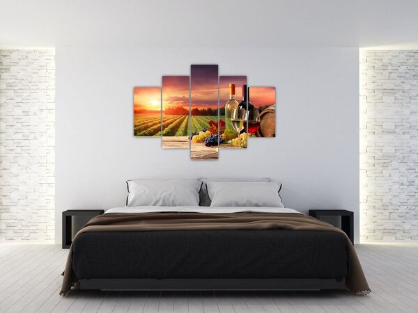 Szőlőskert borral képe (150x105 cm)