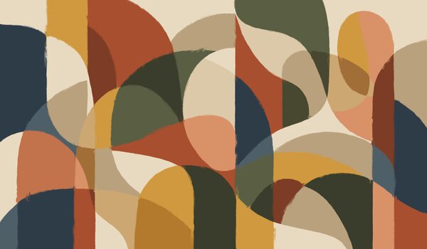 Fotótapéta Színes, ívelt formákkal díszített művészet, Absztrakt fotótapéta, Népszerű fotótapéta - Tapeko.hu