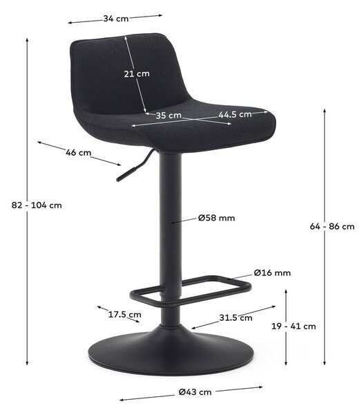 Fekete bárszék szett 2 db-os 103 cm Zenda – Kave Home