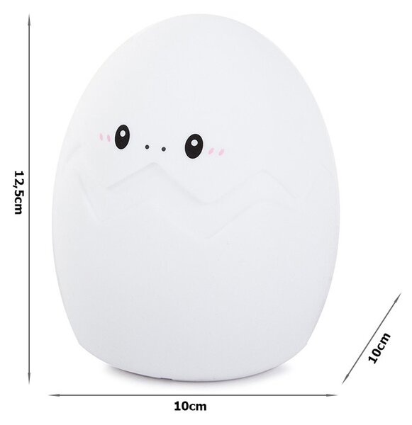 Szilikon LED gyerek éjjeli lámpa EGG 12,5 cm fehér