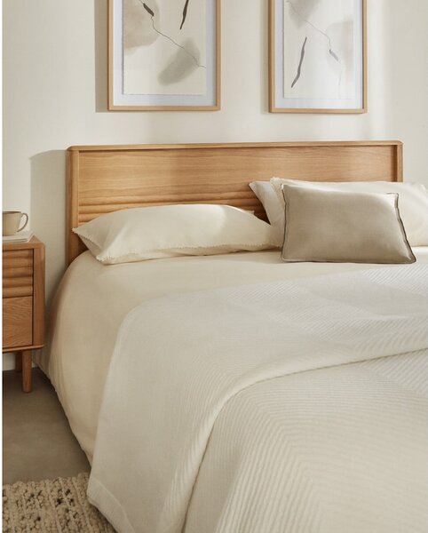 Natúr színű tölgyfa franciaágy ágyráccsal 180x200 cm Lenon – Kave Home