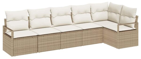 VidaXL Kerti Kanapé Szett 6 db Beige és Fehér polirattan