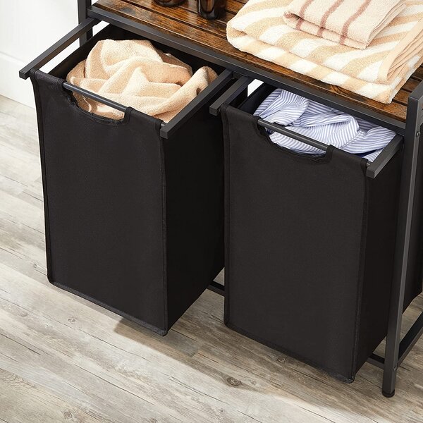 Szennyestartó 2 x 46 liter - rusztikus barna