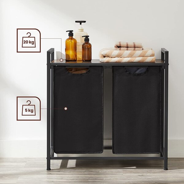 Szennyestartó 2 x 46 liter - rusztikus barna