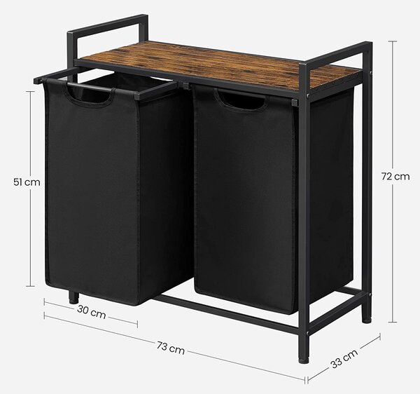 Szennyestartó 2 x 46 liter - rusztikus barna