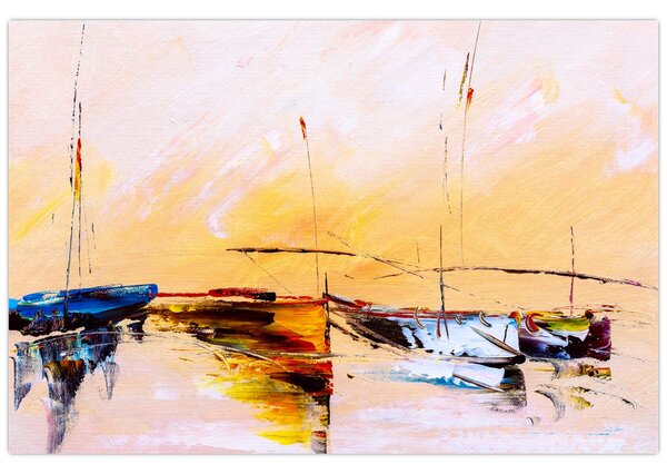 Kép - Csónak, festmény (90x60 cm)