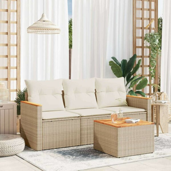 VidaXL Polyrattan Kerti Ülőgarnitúra - 4 részes - Bézs