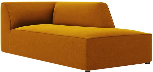 Sárga bársony fotel MICADONI Ruby 181 cm, jobb