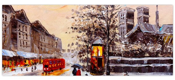 Kép - Egy téli város festménye (120x50 cm)