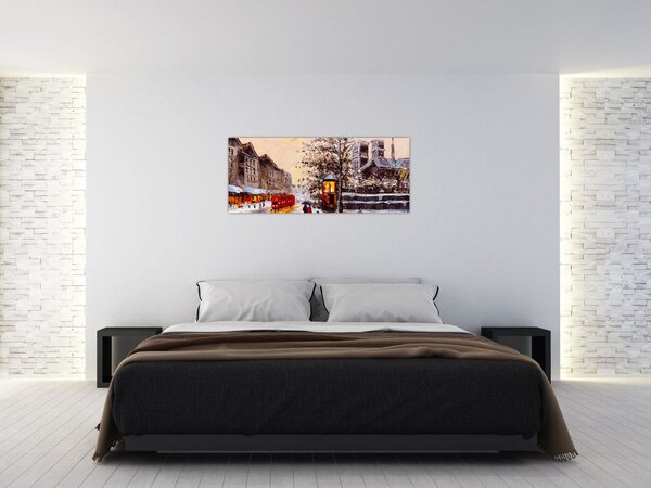 Kép - Egy téli város festménye (120x50 cm)