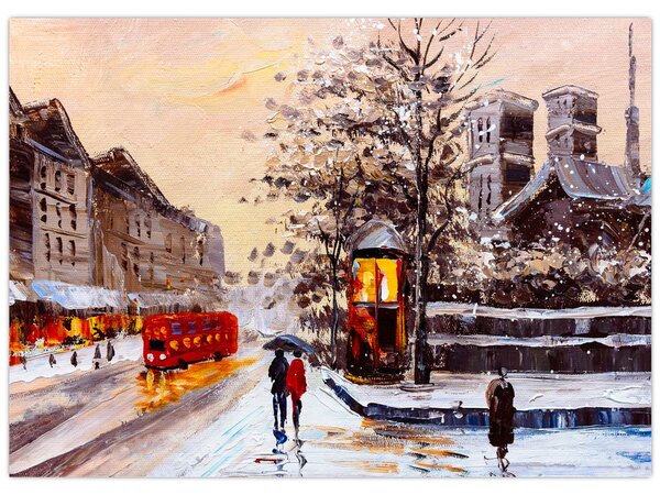 Kép - Egy téli város festménye (70x50 cm)