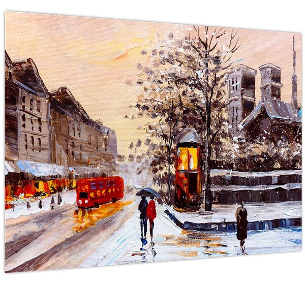 Kép - Egy téli város festménye (70x50 cm)