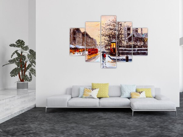 Kép - Egy téli város festménye (150x105 cm)