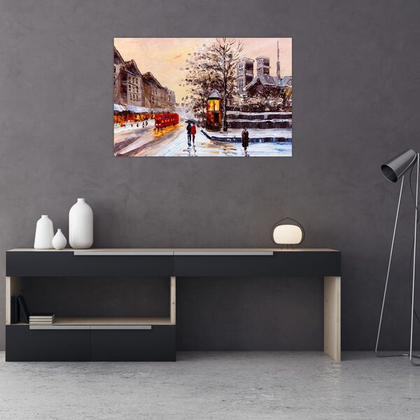 Kép - Egy téli város festménye (90x60 cm)