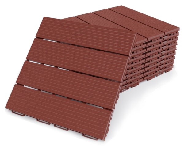 Műanyag terasz burkoló - téglaszínű (1 csomag/8db = 0,72 m2)