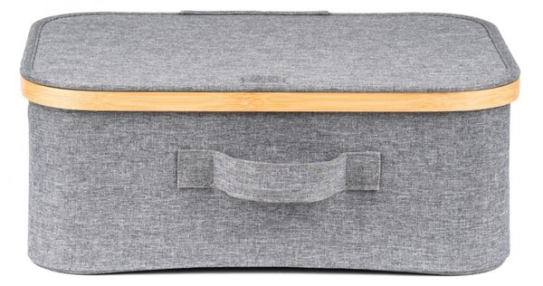 Tárolódoboz G21 40 x 30 x 15 cm, bambusz, fedéllel, szürke