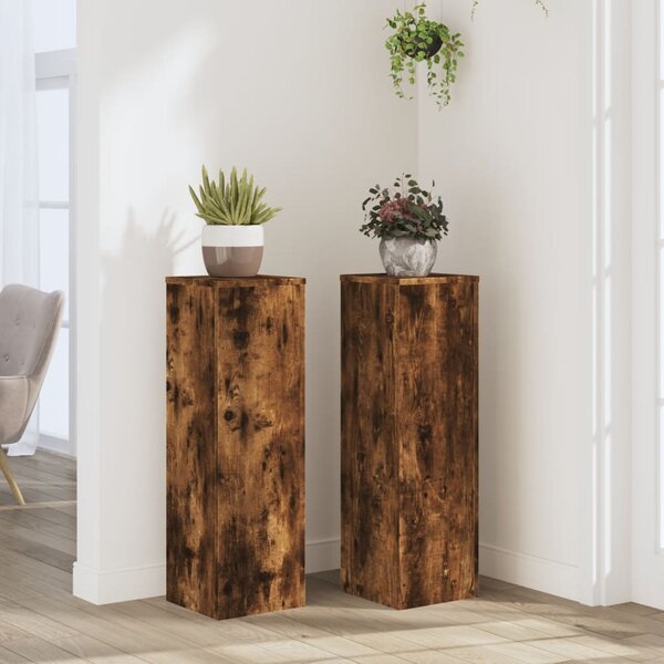 VidaXL 2 db füstös tölgy szerelt fa növénytartó állvány 25 x 25 x 80cm