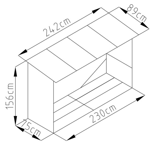 G21 WOH 335 tüzifa tároló - 242 x 89 cm, barna