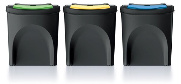 Prosperplast SORTIBOX 3 x 25 l hulladékgyűjtő , újrahasznosítható fekete