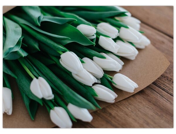 Egy csokor fehér tulipán képe (70x50 cm)