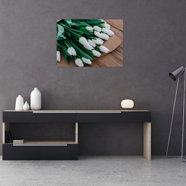 Egy csokor fehér tulipán képe (70x50 cm)