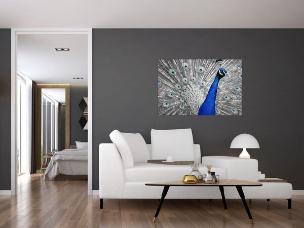 Kék páva képe (90x60 cm)
