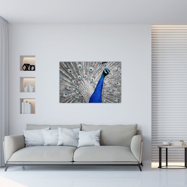 Kék páva képe (90x60 cm)