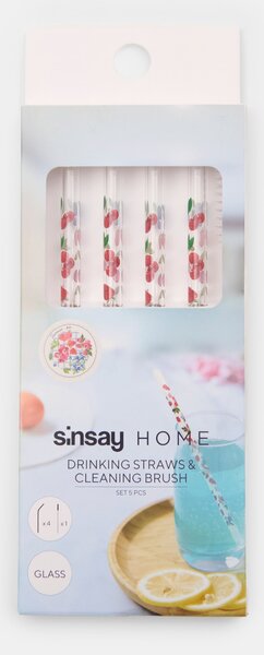 Sinsay - Üveg szívószálak gyümölcs mintával 4 pack - többszínű