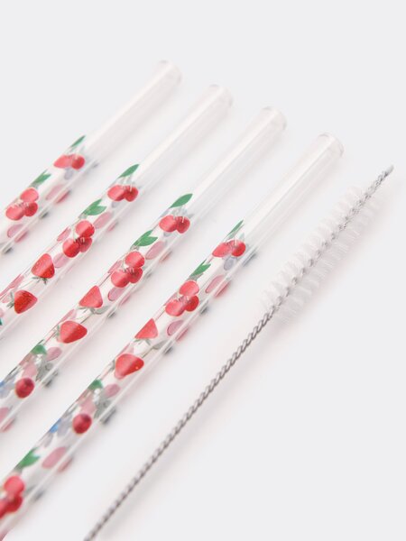Sinsay - Üveg szívószálak gyümölcs mintával 4 pack - többszínű