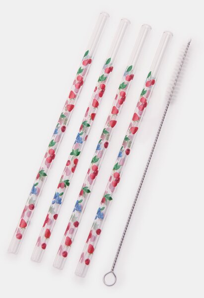 Sinsay - Üveg szívószálak gyümölcs mintával 4 pack - többszínű