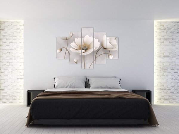 Fehér virágok képe (150x105 cm)