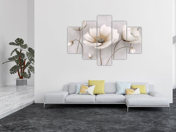 Fehér virágok képe (150x105 cm)
