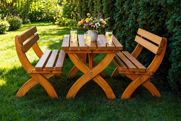 ALPIN söröző szett 180x80cm - tömör lucfenyő - asztal + pad háttámlával