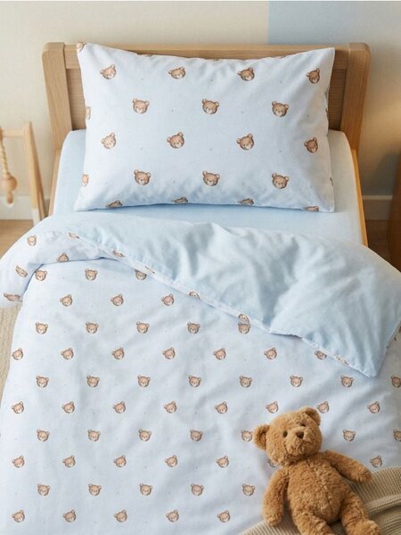 Sinsay - Kétoldalas ágynemű készlet medve mintával - halványkék