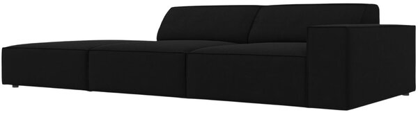 Fekete bársony háromszemélyes kanapé MICADONI Jodie 262 cm, bal