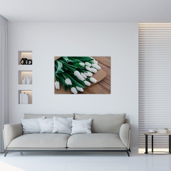Egy csokor fehér tulipán képe (90x60 cm)
