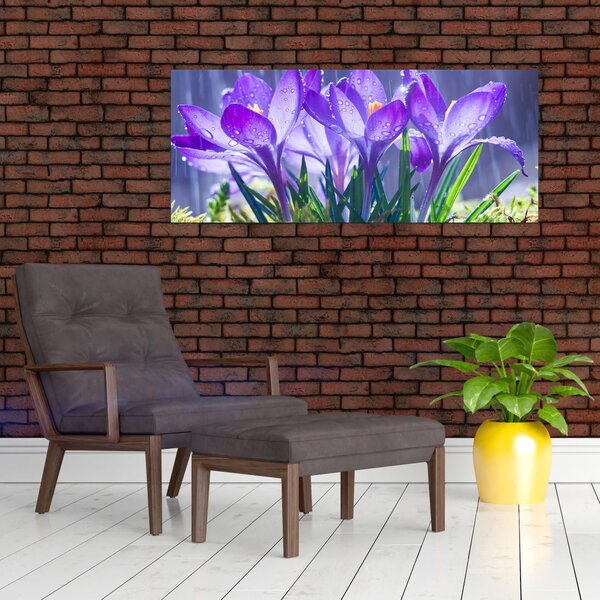 Virágok az esőben képe (120x50 cm)