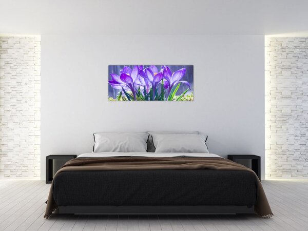 Virágok az esőben képe (120x50 cm)